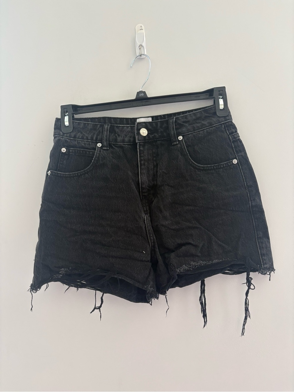 Princess Polly Black High-Rise Denim Shorts